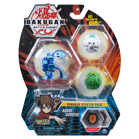 Bakugan Starter Pack 3-Pack, Aquos Goreene, Collectible Action Figures, for Ages 6 and up