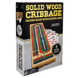 Solid Wood Cribbage Folding Board with Playing Cards