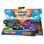 Monster Jam Official Grave Digger vs. Wild Flower Die-Cast Monster Trucks, 1:64 Scale, 2 Pack