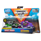 Monster Jam Official Grave Digger vs. Wild Flower Die-Cast Monster Trucks, 1:64 Scale, 2 Pack