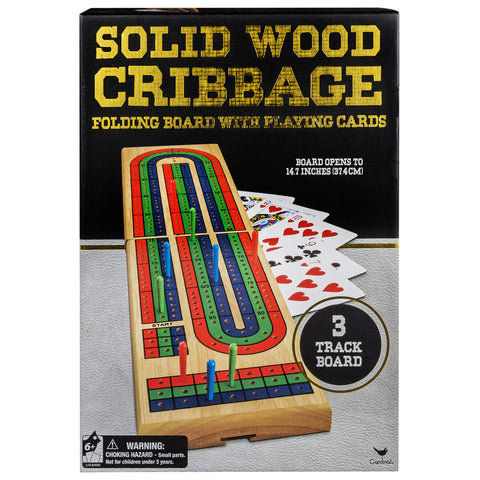Solid Wood Cribbage Folding Board with Playing Cards