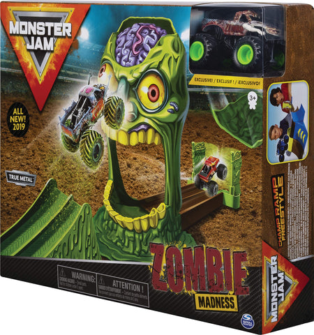 Monster Jam, Official Zombie Madness Playset Featuring Exclusive 1:64 Scale Die-Cast Zombie Monster Truck
